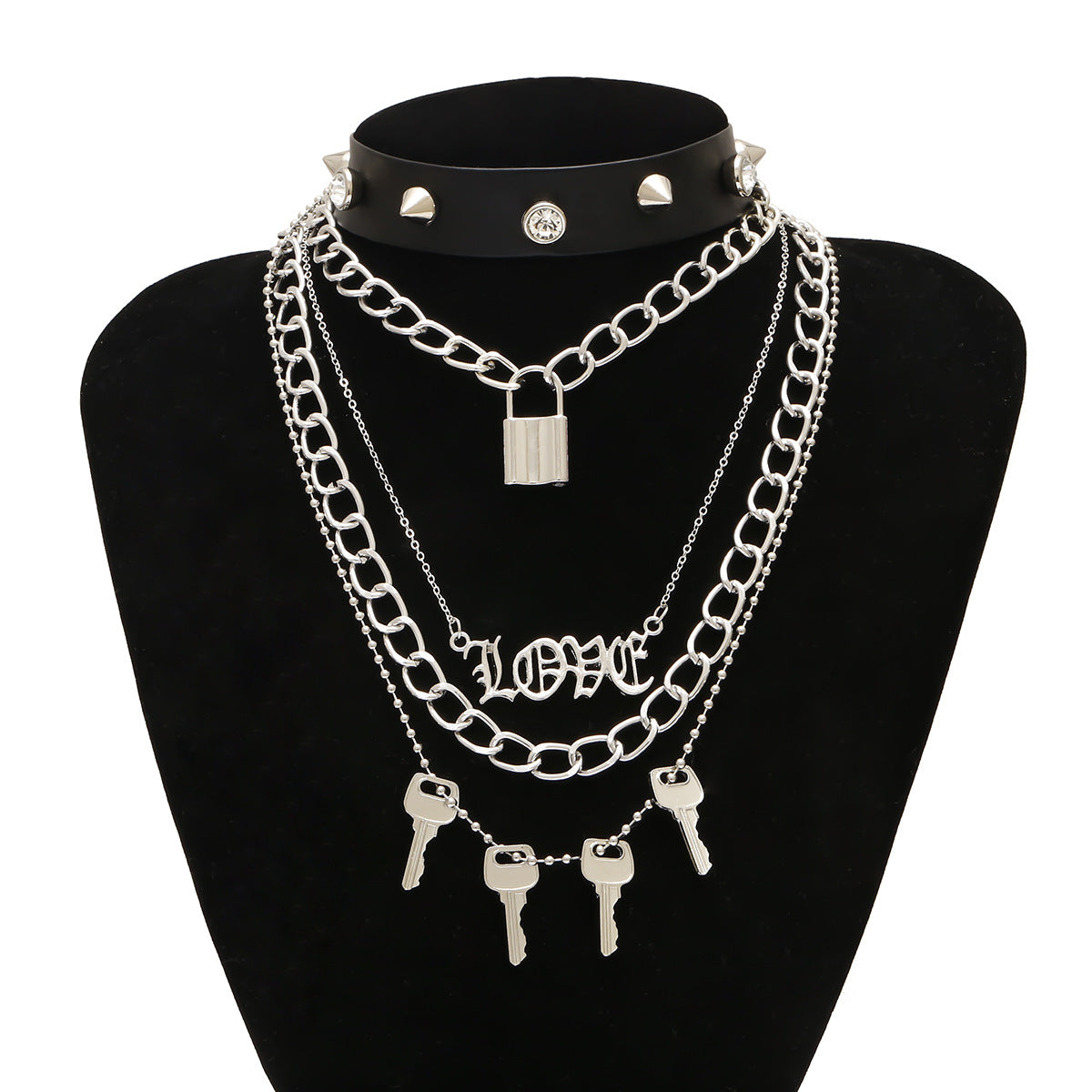 Punk PU Necklace with Rivets