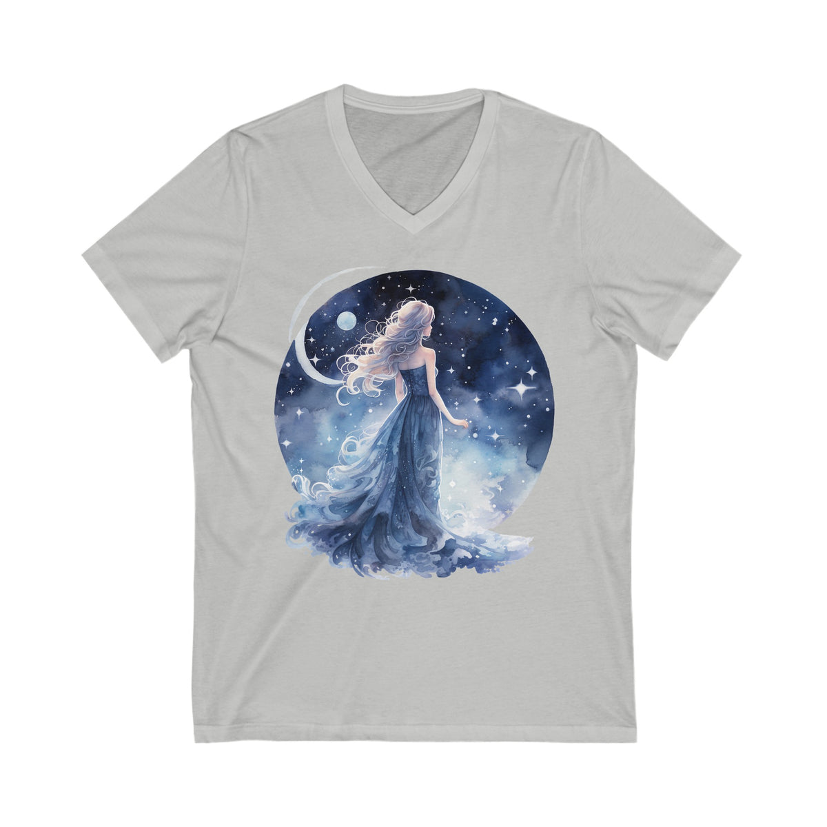 Ethereal Lady Of The Moon Unisex Jersey Short Sleeve V-Neck Tee