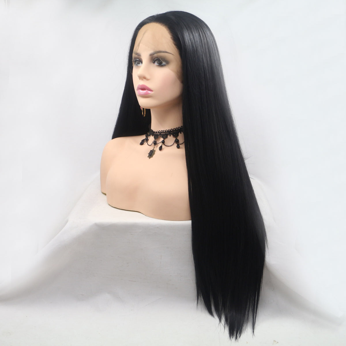 13x3 Lace Front Synthetic Wig – Long Straight 24-Inch, 130% Density