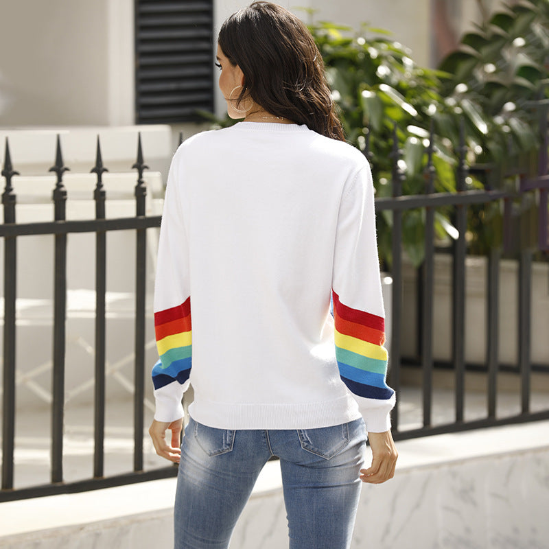 Rainbow Stripe Pullover Sweater