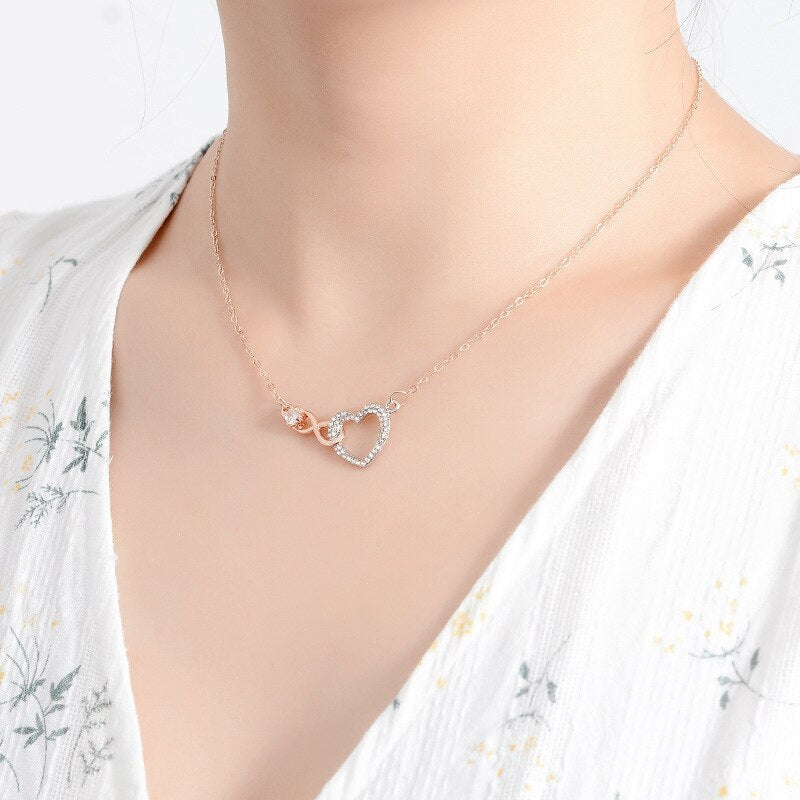 Infinity Heart Mixed Metal Love Necklace