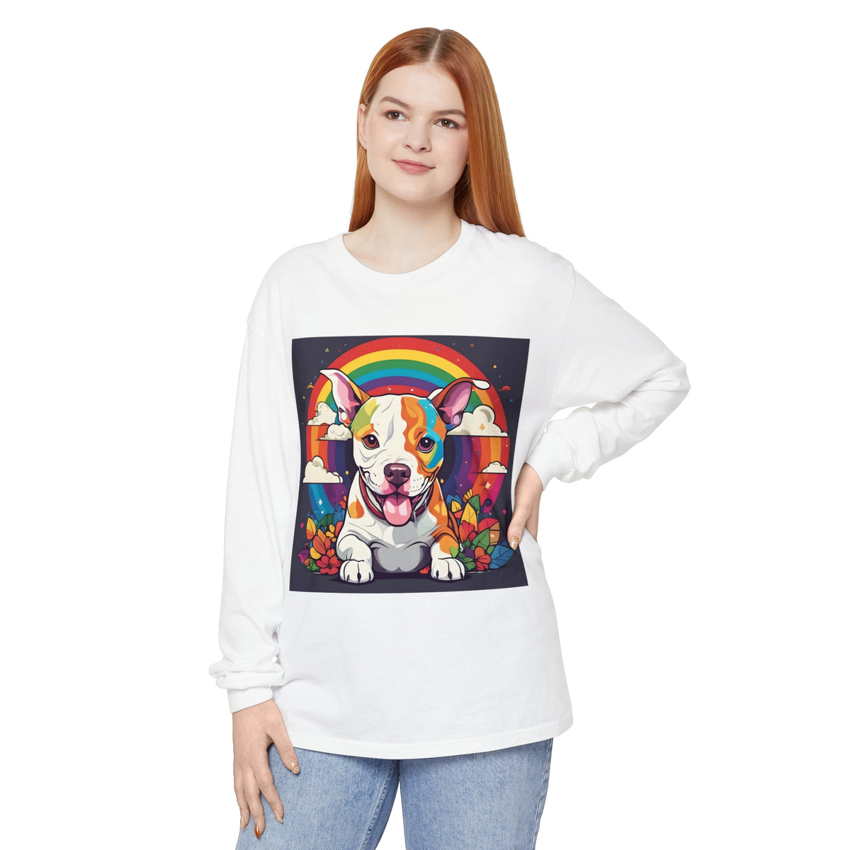 Prideful Pittie 1 Unisex Garment-dyed Long Sleeve T-Shirt