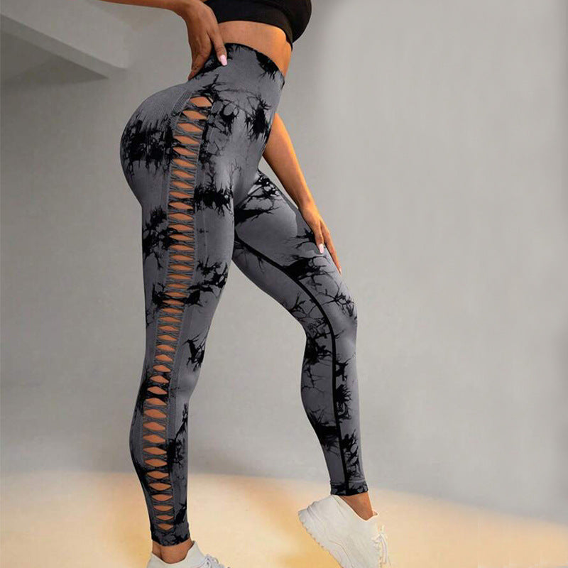 Tie Dye Printed Yoga Pants High Waist Butt Lift Seamless Sports Gym Fitness Leggings Slim Pants For Women Tight Trousers