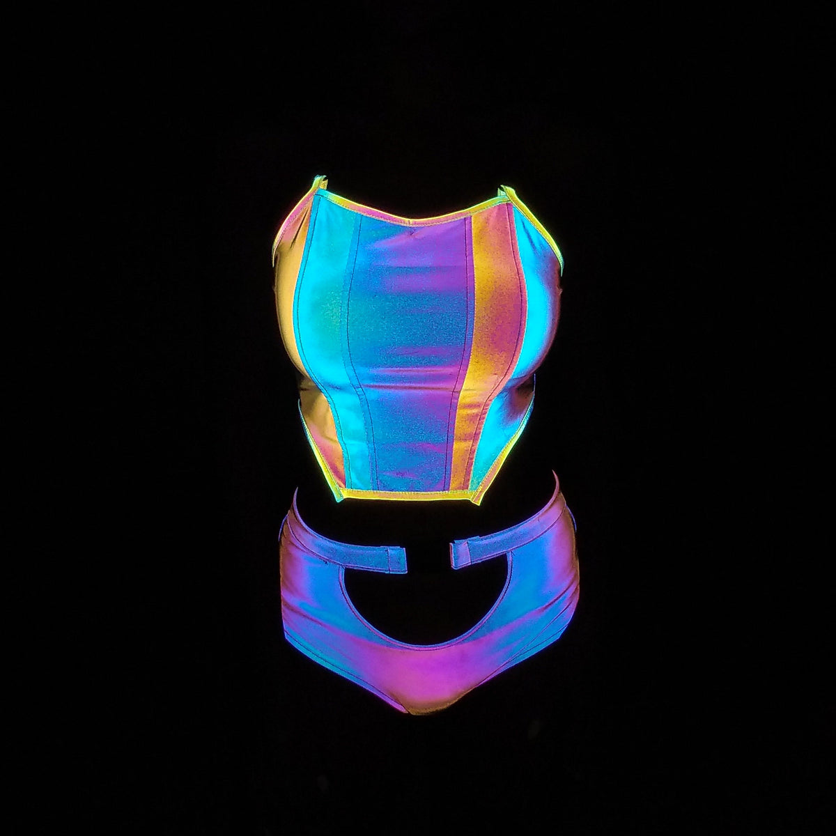 Colorful Reflective Camisole Women's Nightclub Tight Strapless Tube Top