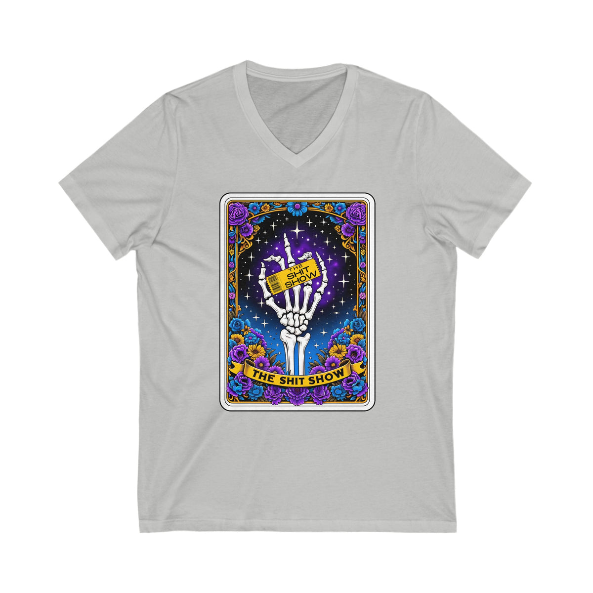 The Sh*t Show Funny Skeleton Tarot Card Unisex Jersey Short Sleeve V-Neck Tee