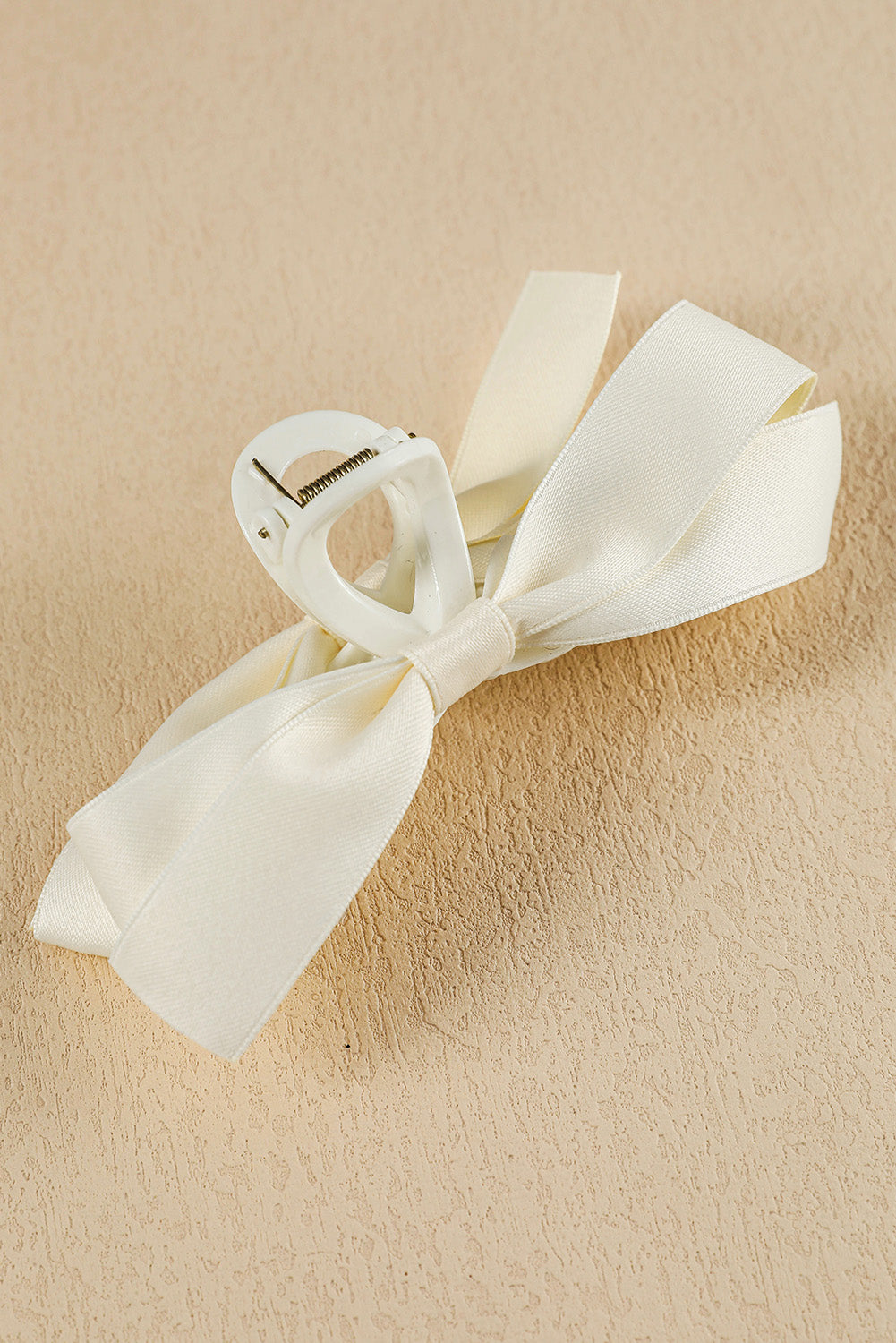 Light French Beige Bow Decor Large Hair Claw Clip