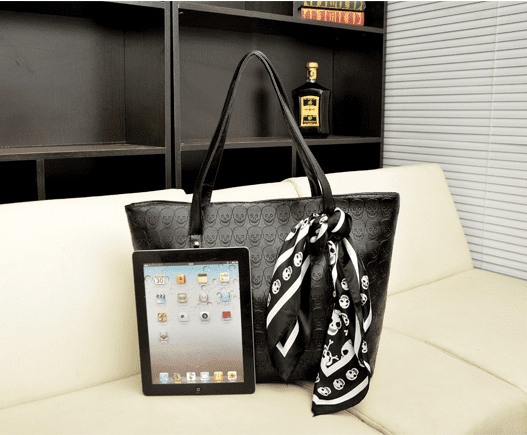 Fashion Shoulder Bags in Women's Wrap PU Leather Handbags Ladies Skull Printed Large Capacity Waterproof Solid Messenger Totes