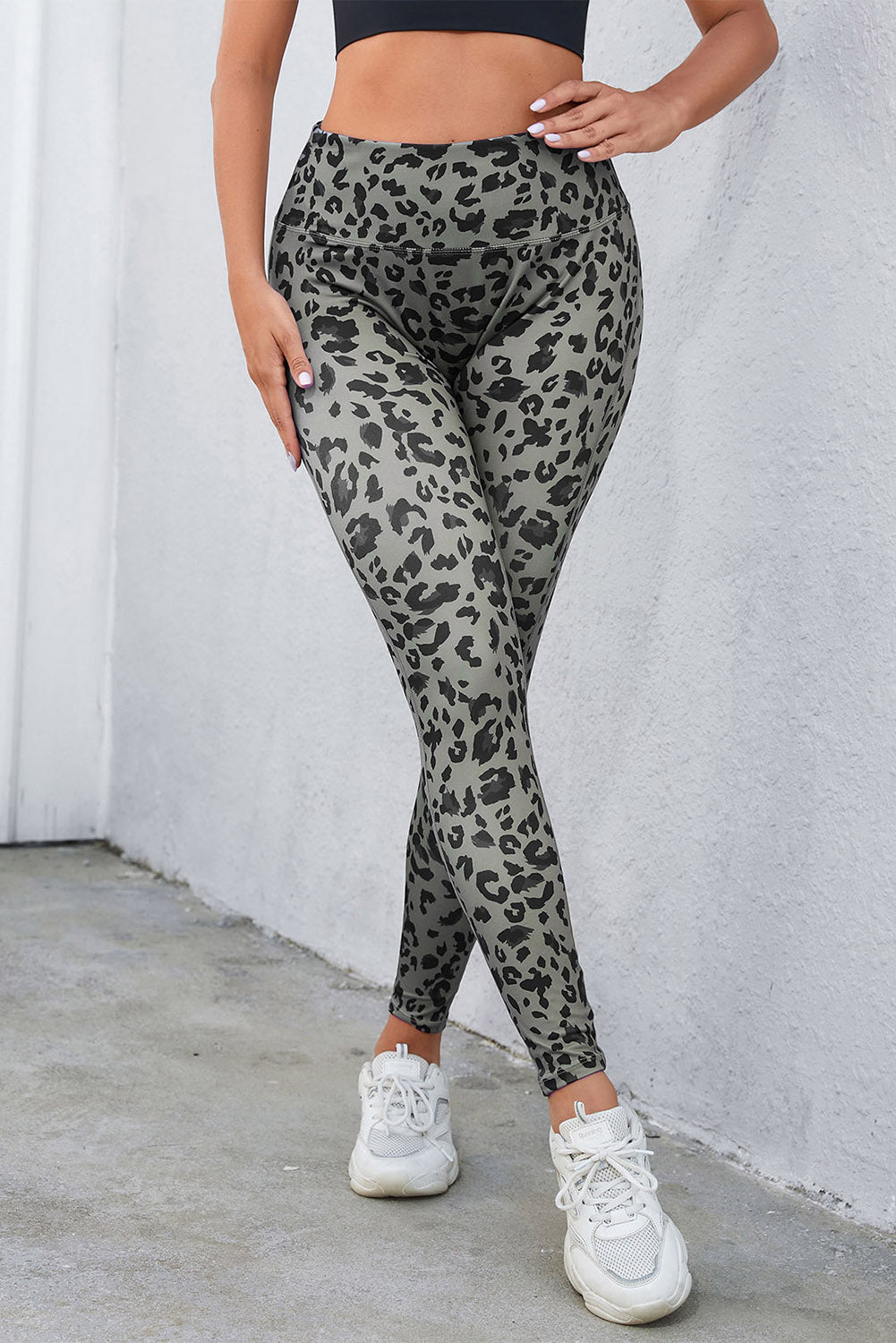 Blue Classic Leopard Print Active Leggings