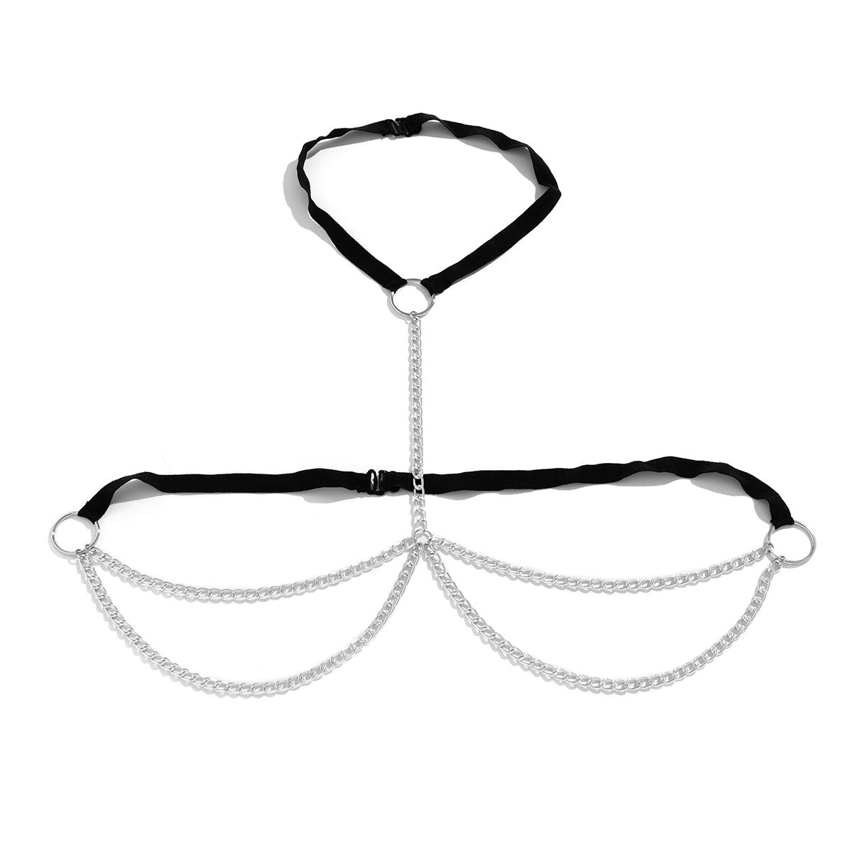 Alloy Cross Body Chain Leather Body Harness Festival Fashion