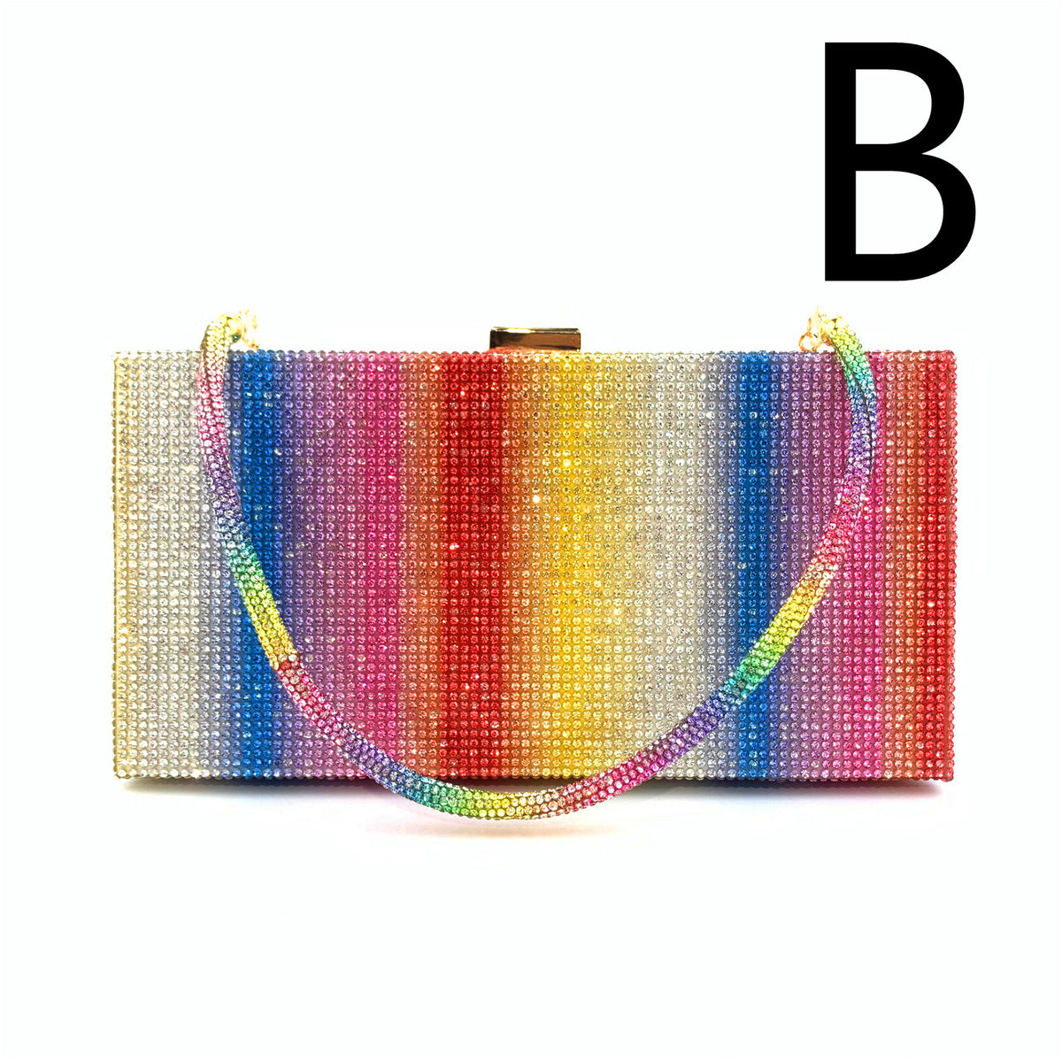 Hot Rhinestone Rainbow Dinner Clutch