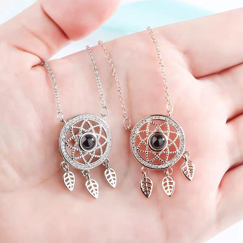 Elegant fashion dream catcher design projection necklace