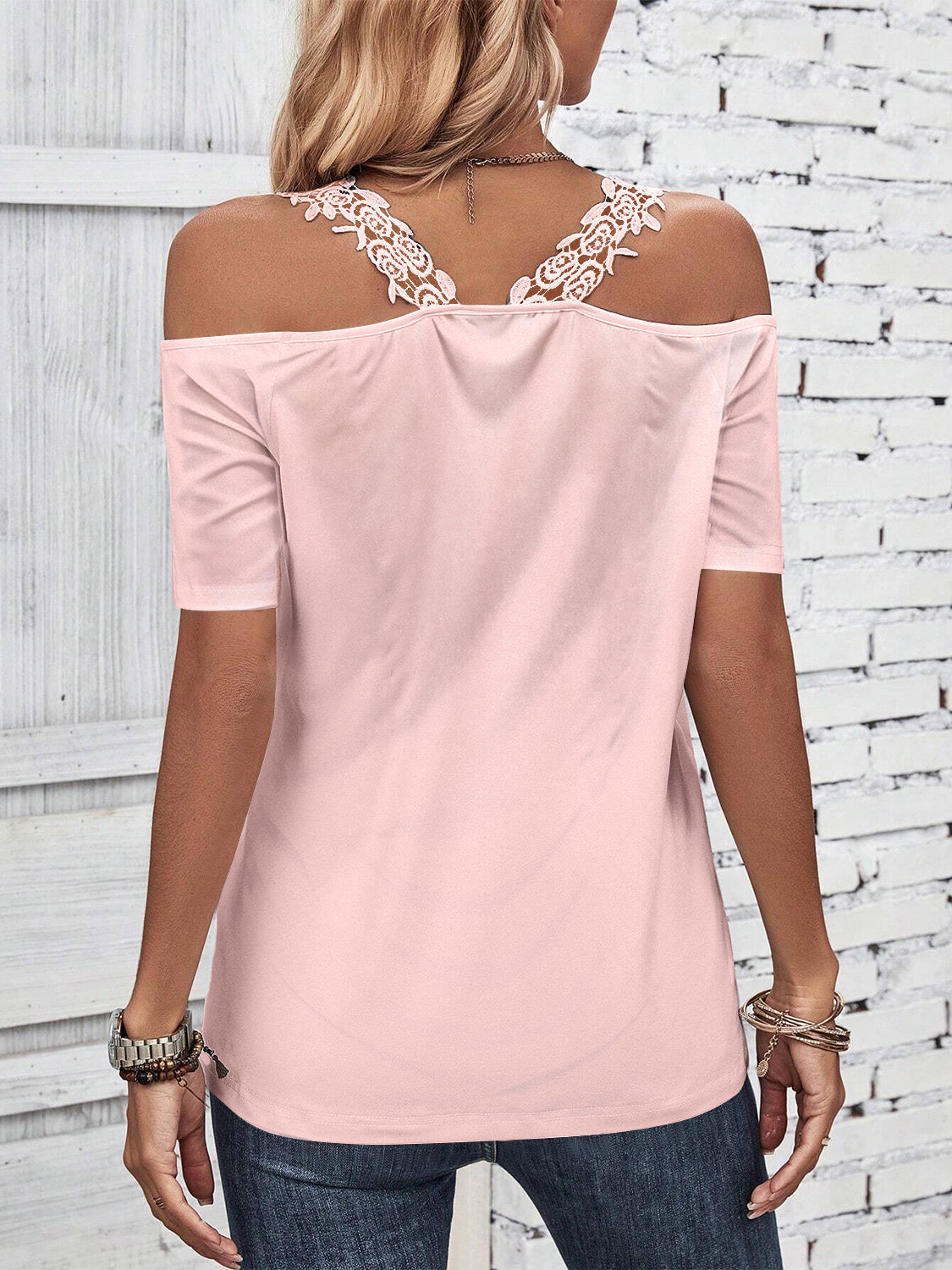 Full Size Lace Detail Short Sleeve T-Shirt | Elegant Women’s Casual Top