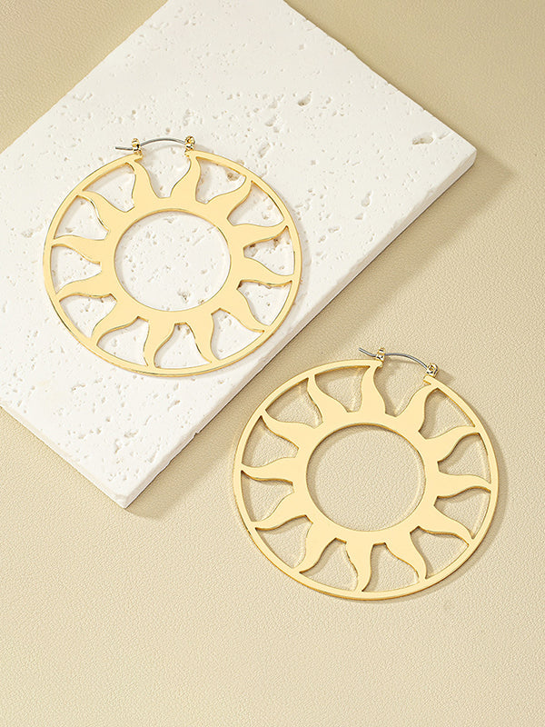 Hollow Solid Color Sun Earrings