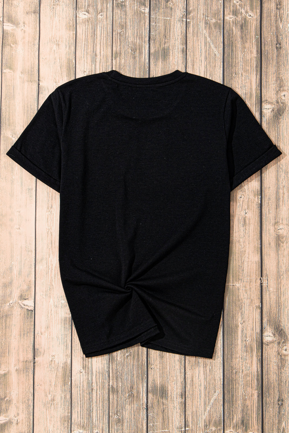 Rose Red Casual Plain Crew Neck Tee