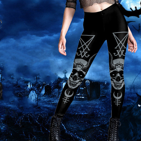 Women's Gothic Style Graphic Printed Slim Fit Active Leggings