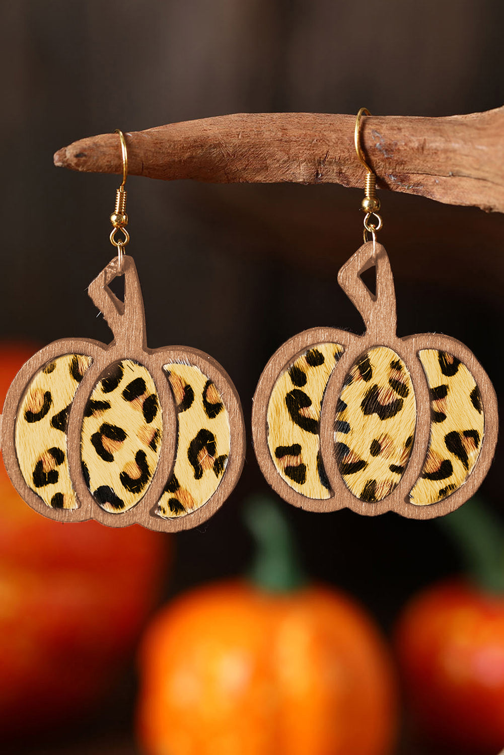 Multicolour Animal Print Pumpkin Shape Drop Earrings