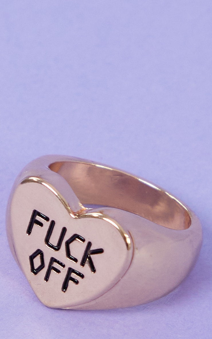 Gold F*ck Off Heart Ring