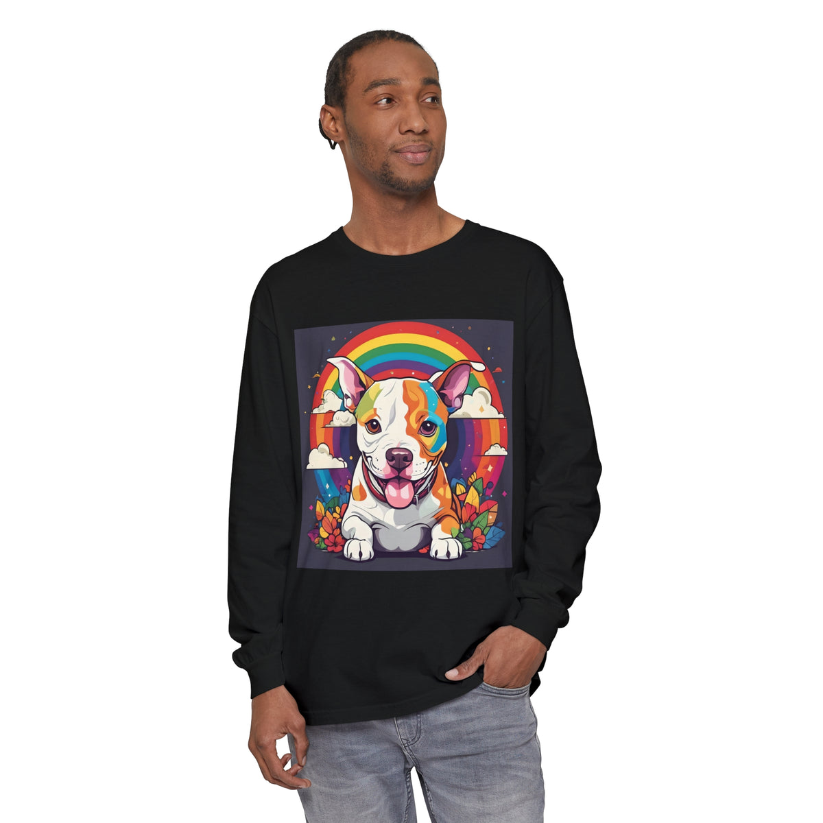 Prideful Pittie 1 Unisex Garment-dyed Long Sleeve T-Shirt