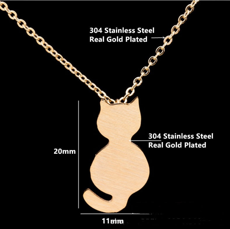 Plated Alloy Trendy Fashion Kitty Cat Necklace