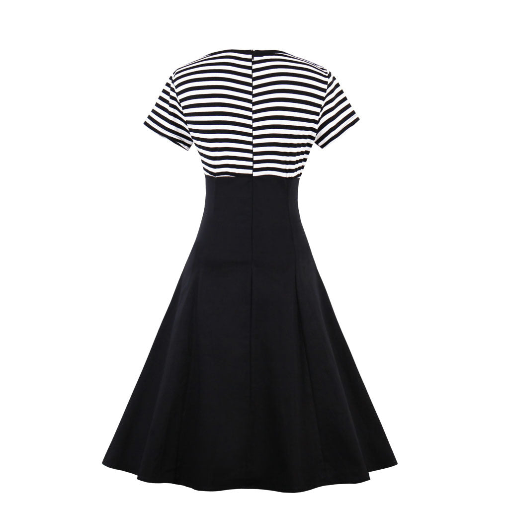 Tell Me About It Sailor Striped Peep Pleat Retro Swing Dress