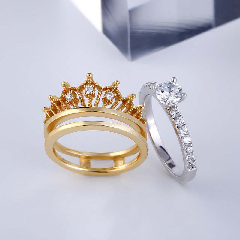 Detachable Stacked Crown Ring Set