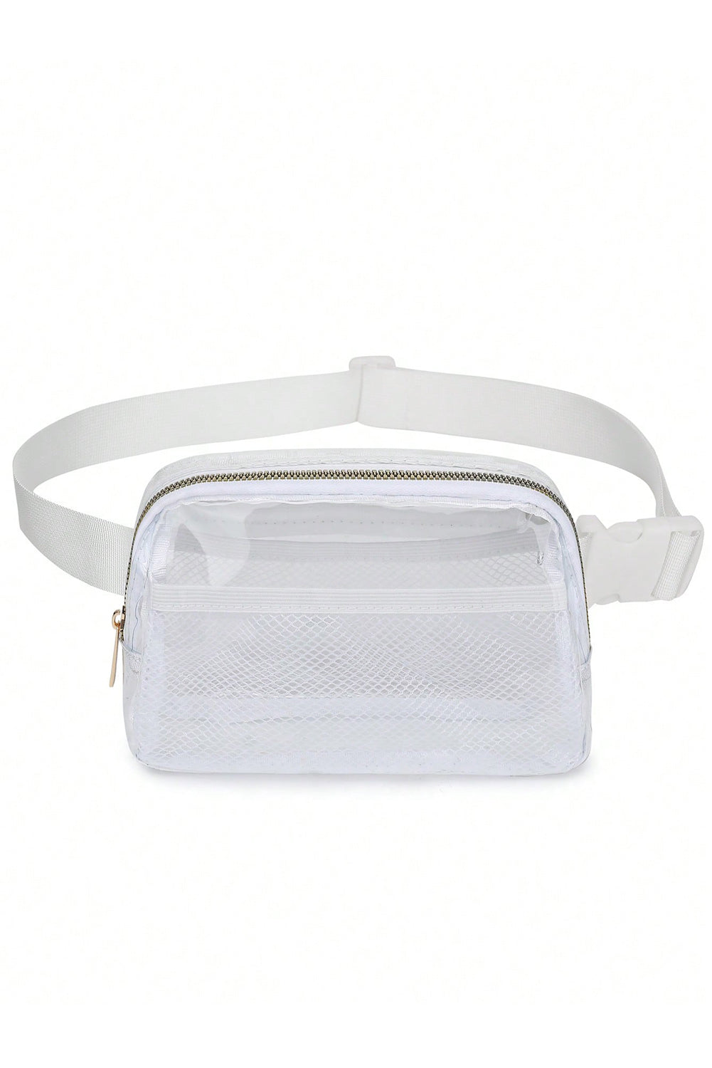 Dark Grey Adjustable Straps Zipper Clear Waist Bag