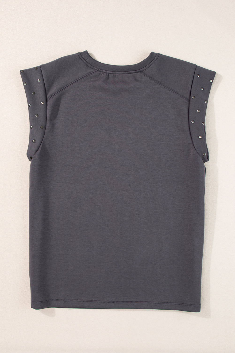 Dark Grey Studded Short Sleeve Top