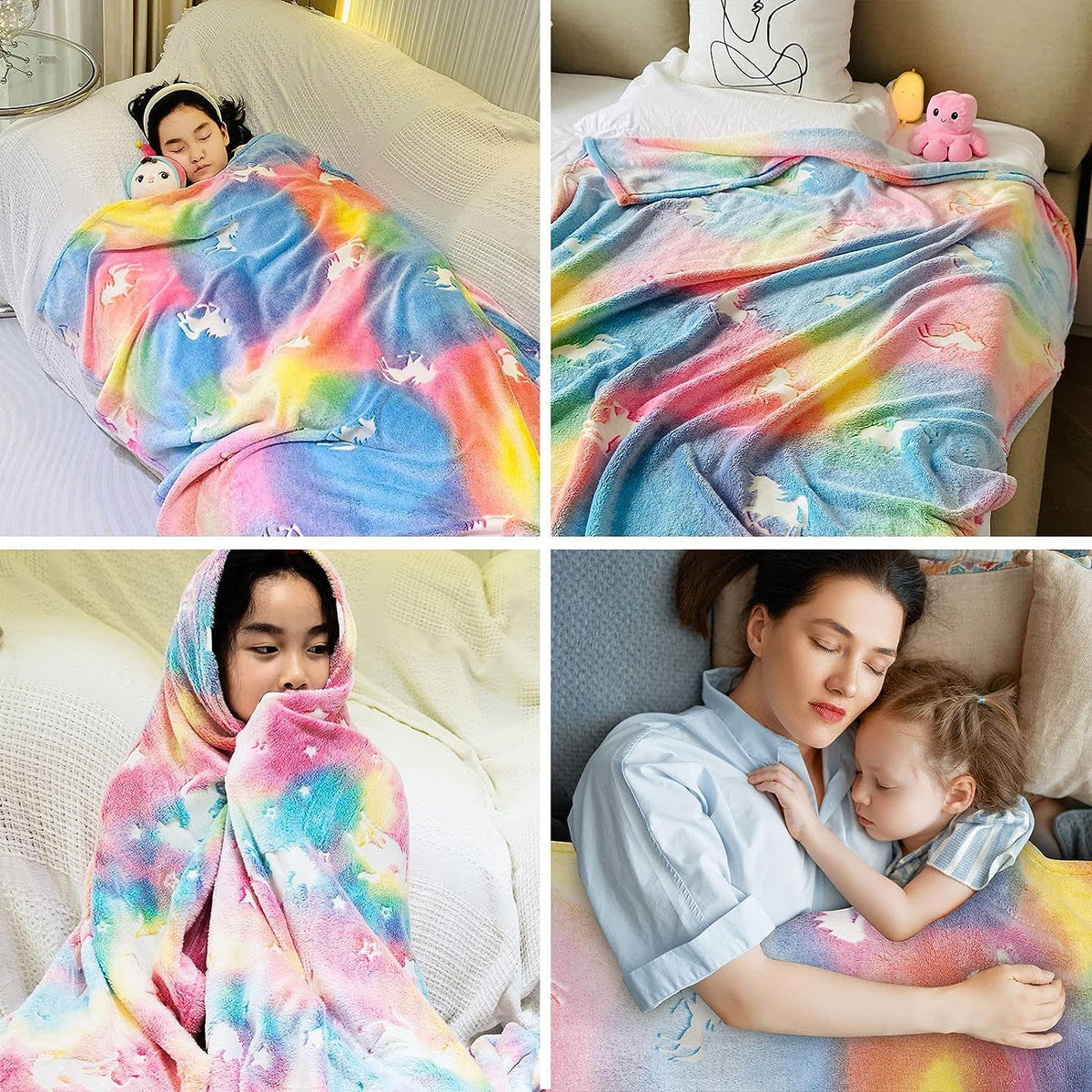 Glow In The Dark Unicorn Ultra Plush Large Soft Throw Blanket