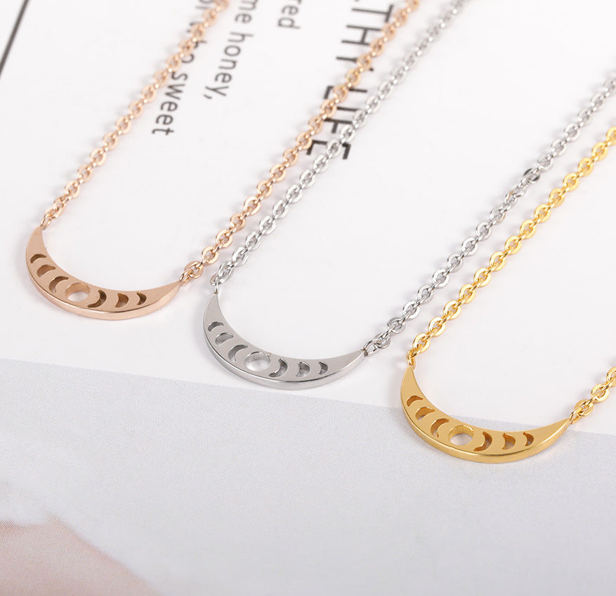 Crescent Moon Stainless Plated Clavicle Chain Necklace