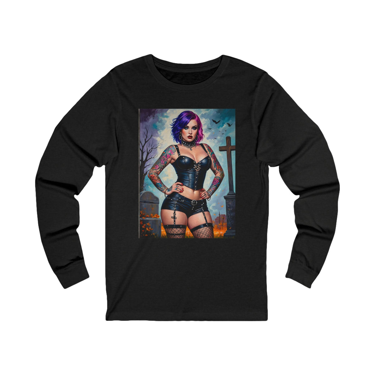 Goth Graveyard Girl Series - Design Nine - Unisex Jersey Long Sleeve Tee