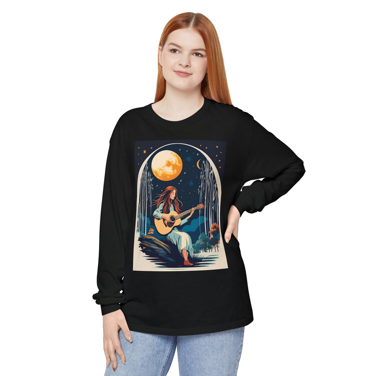 Night Melodies Unisex Garment-dyed Long Sleeve T-Shirt