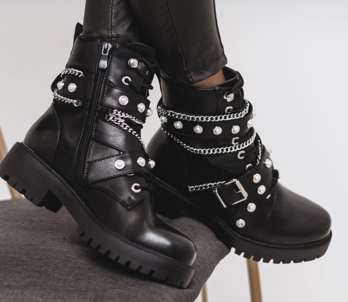 British Punk Rock Style Motorcycle Ankle Boots