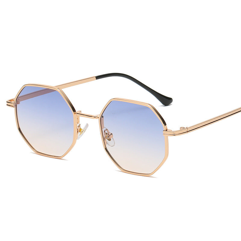 Metal Framed Polygonal Retro Trendy Sunglasses