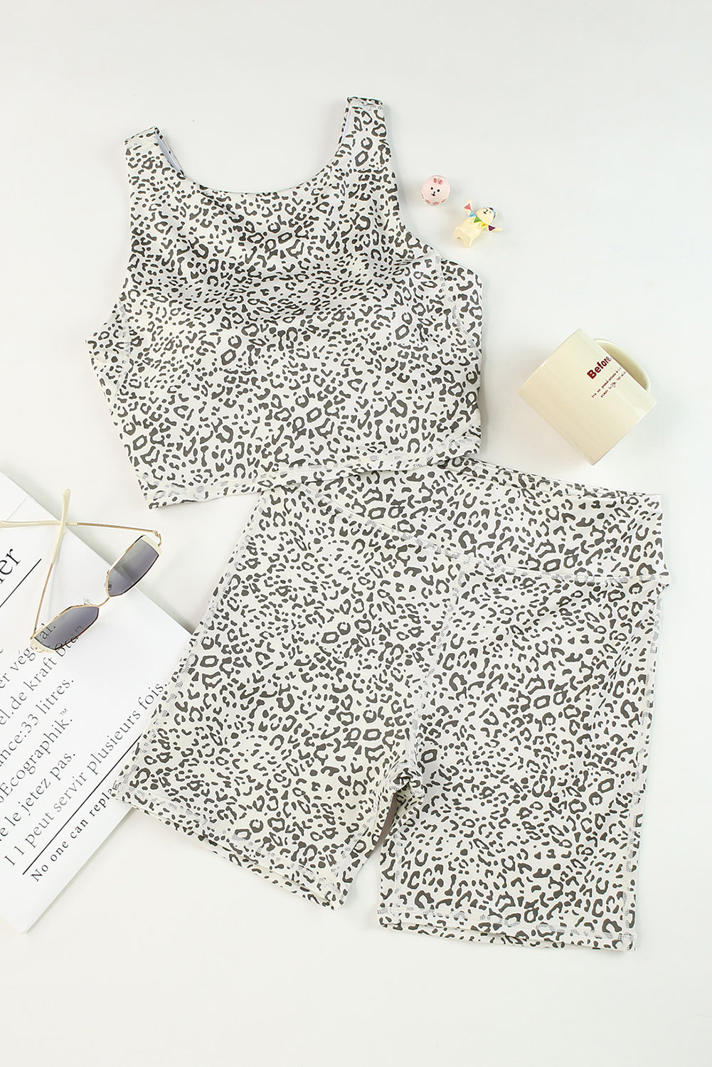 Apricot Active Leopard Tank & High Waist Shorts Set