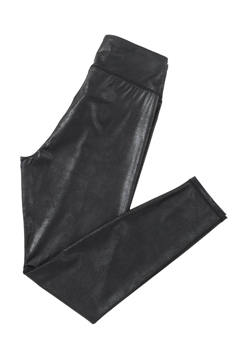 Navy Blue Crossed Dip Waist Sleek Leather Shiny Wet Look Leggings