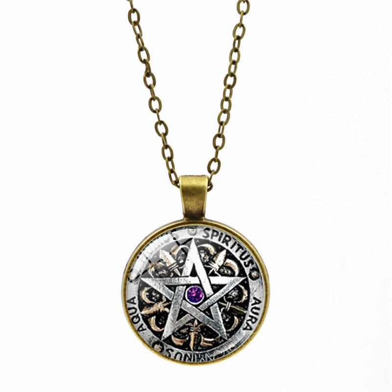 Pentagram Gem Spiritual Locket Look Necklace