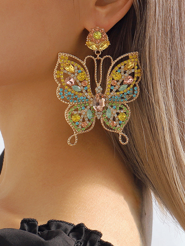 Butterfly Shaped Rhinestone Drop Earrings