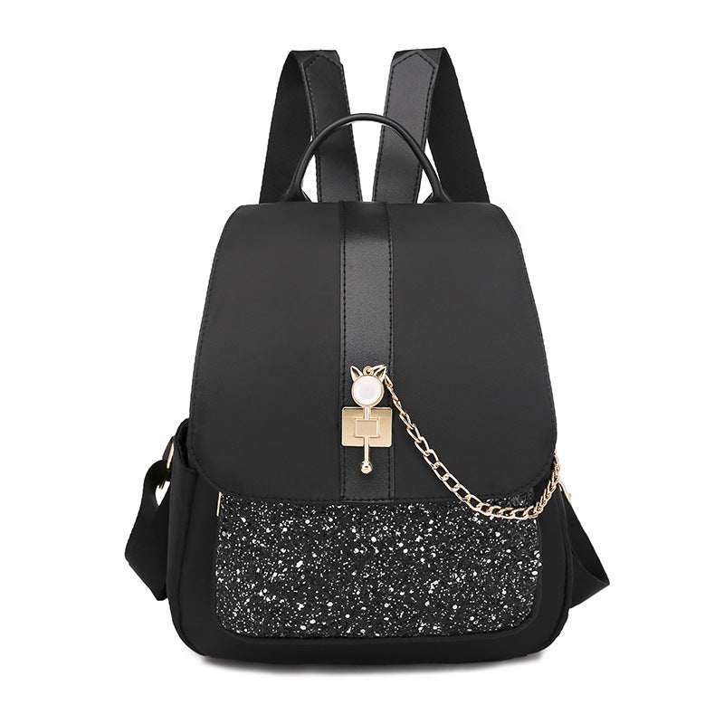 Fashion Student Backpack Sequin Buckle Travel Shoulder Bag