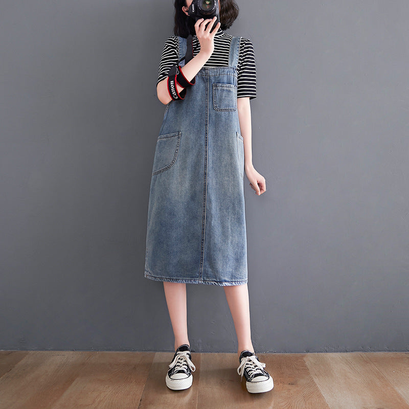 Retro Loose Overaized Denim Overall Dress