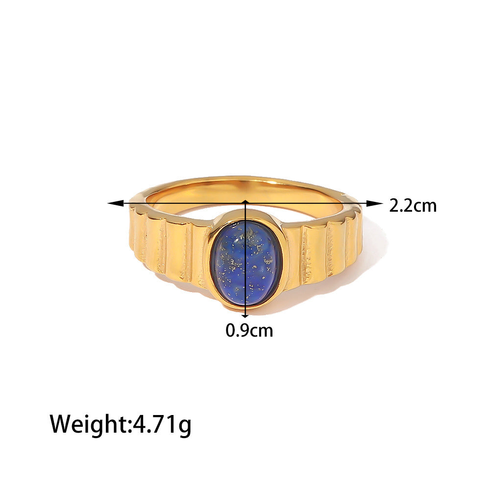 18K gold high-end light luxury lapis lazuli court retro ring