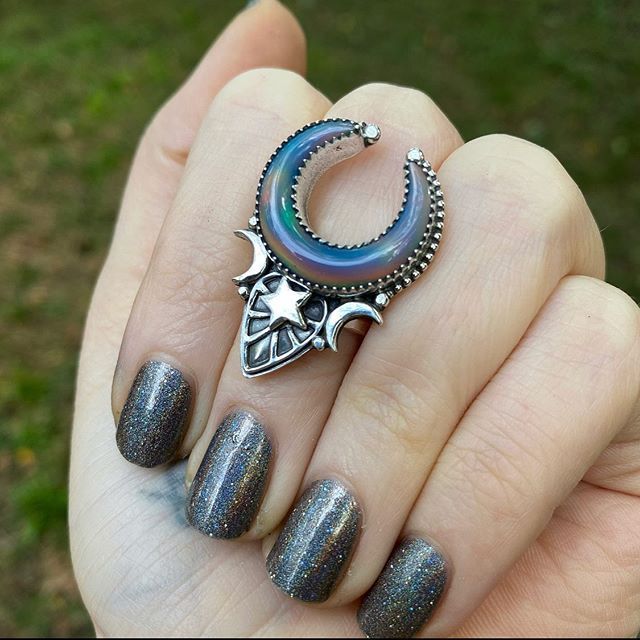 Epoxy Alloy Large Moon And Stars Crescent Moon Ring