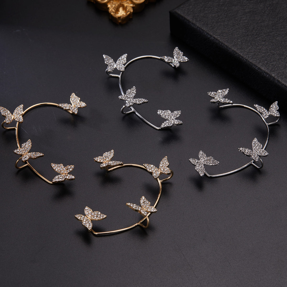 Super Flash Butterfly Ear Clip and Ear Hook Earrings