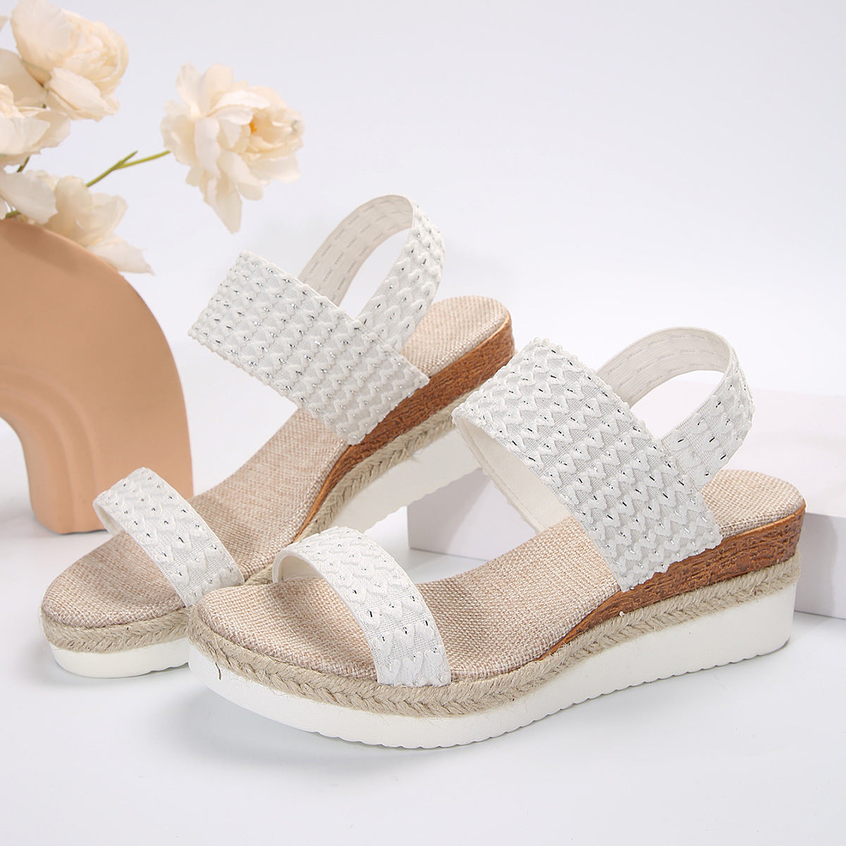 Bling Low Wedge Sling Back Wedges Summer Women’s Sandals