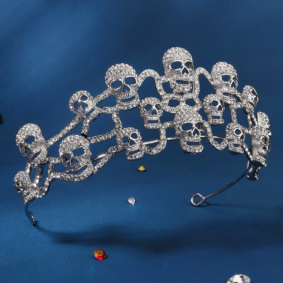 European And American Halloween Party Rhinestone Alloy Crown Dark Skull Crown Jewelry