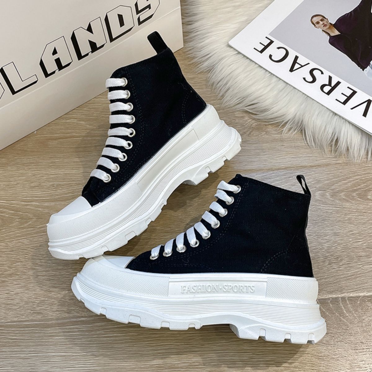 Lace Up Canvas Platform Sneakers