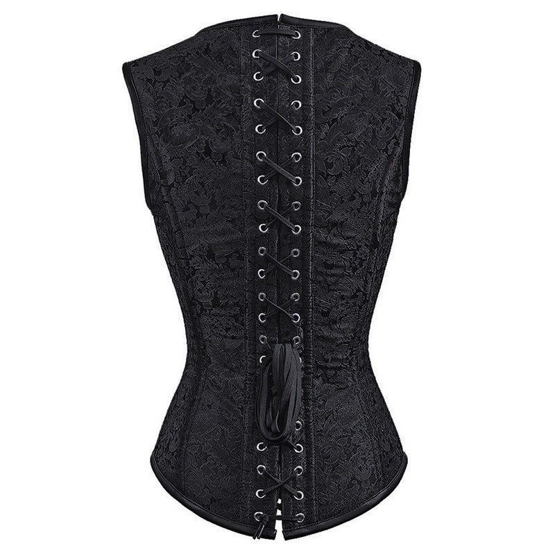 Ladies Gothic Punk Steel Double Button Double Buckle Strap Corset Top