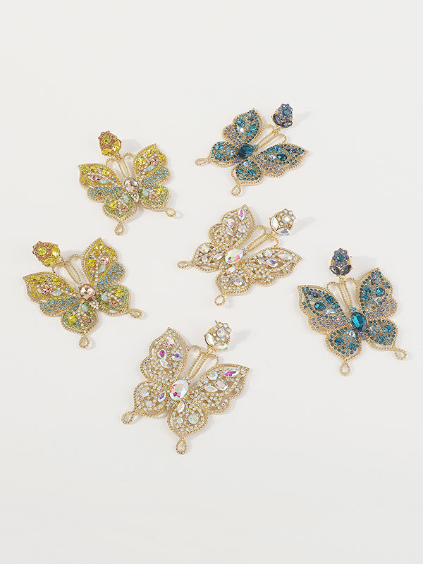 Butterfly Shaped Rhinestone Drop Earrings