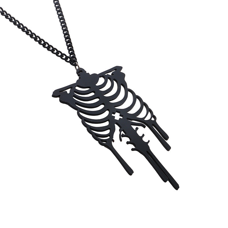 Dark Dripping Skeleton Rib Cage Necklace