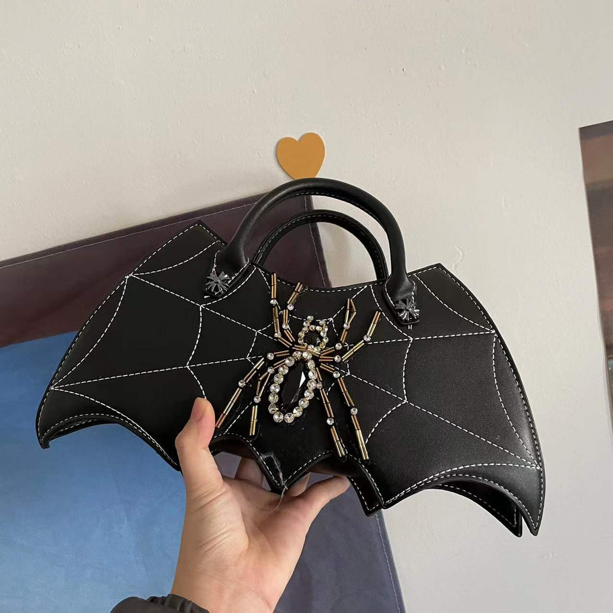 Bats In The Spider Web Small Clutch Novelty Goth Handbag