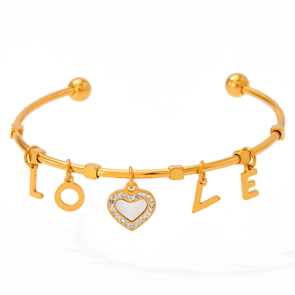 18K Gold Exquisite Fashion LOVE Matching Heart Design Bracelet